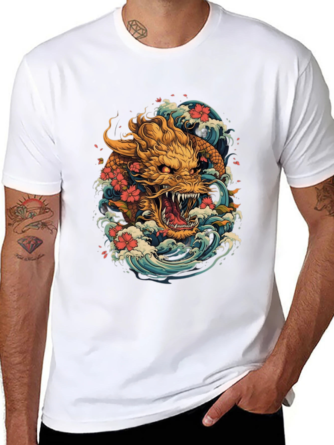 Japanese Dragon Wave Graphic Tee