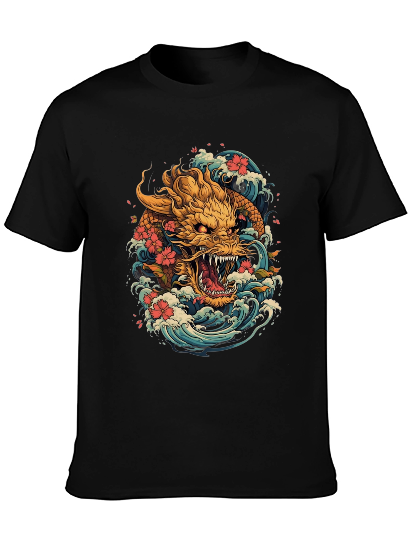 Japanese Dragon Wave Graphic Tee