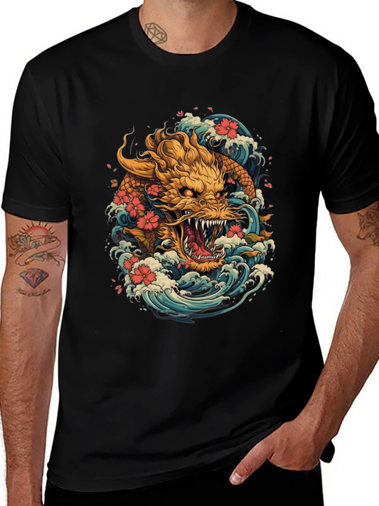 Japanese Dragon Wave Graphic Tee