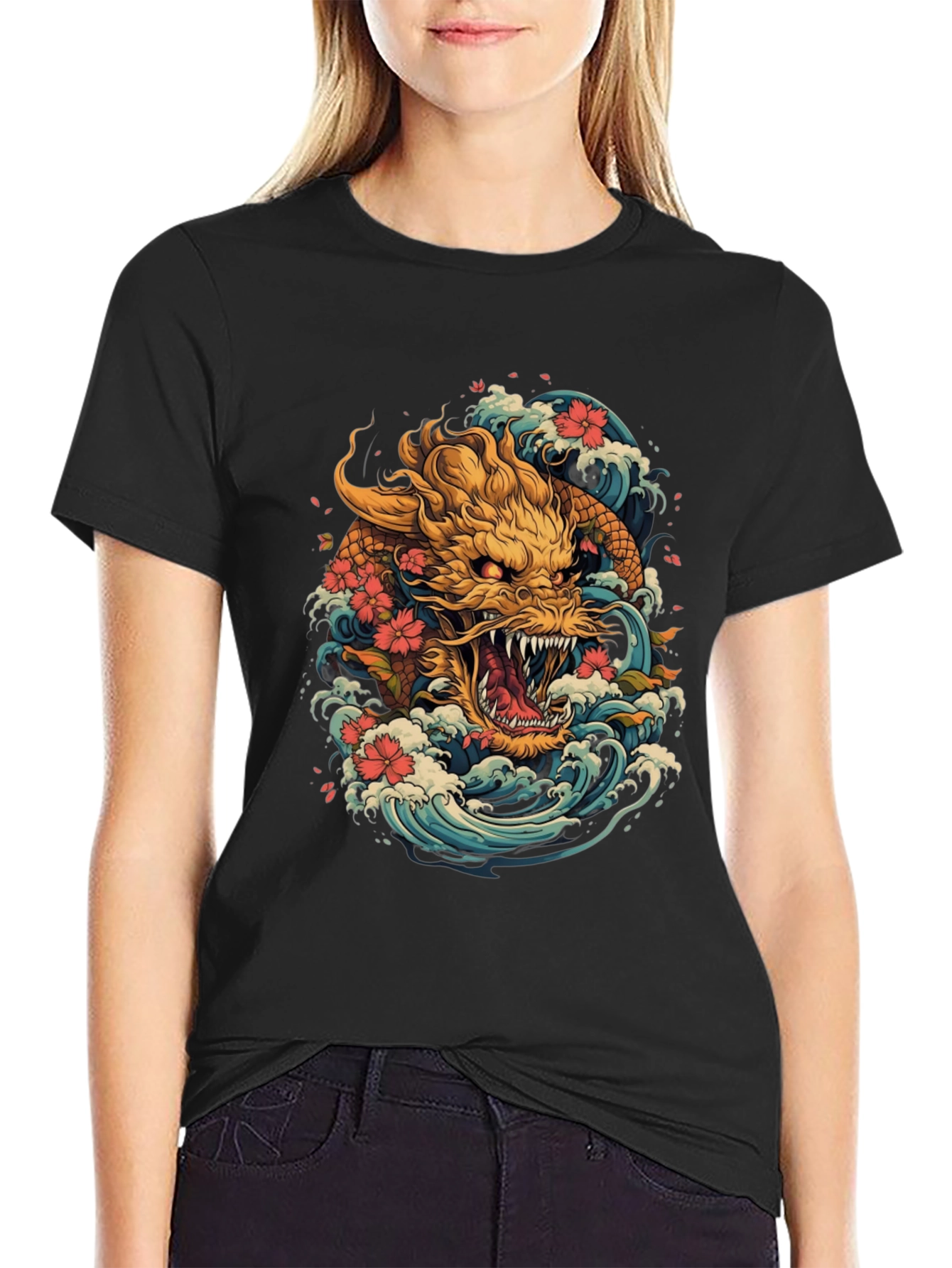 Japanese Dragon Wave Graphic Tee