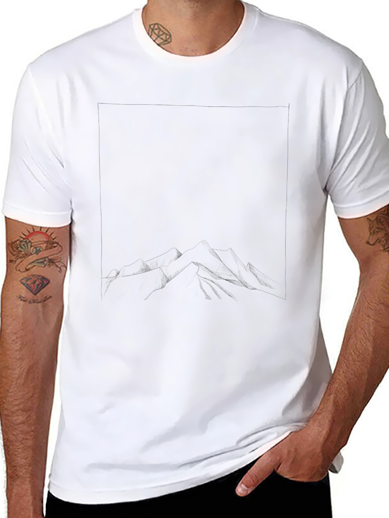 Mens Black Graphic Tee - Mountainscape Design