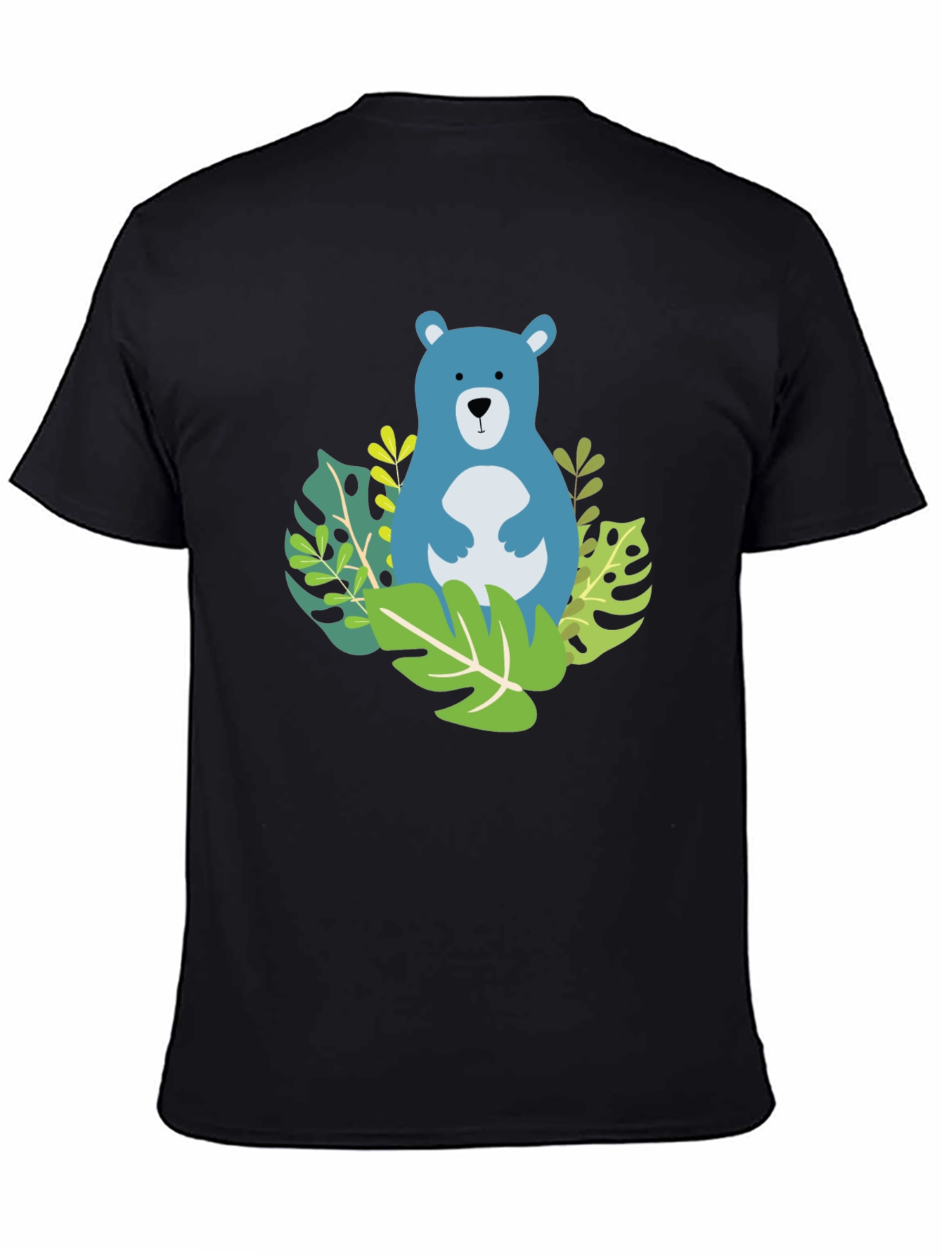 Bear in Jungle Graphic T-Shirt - Black