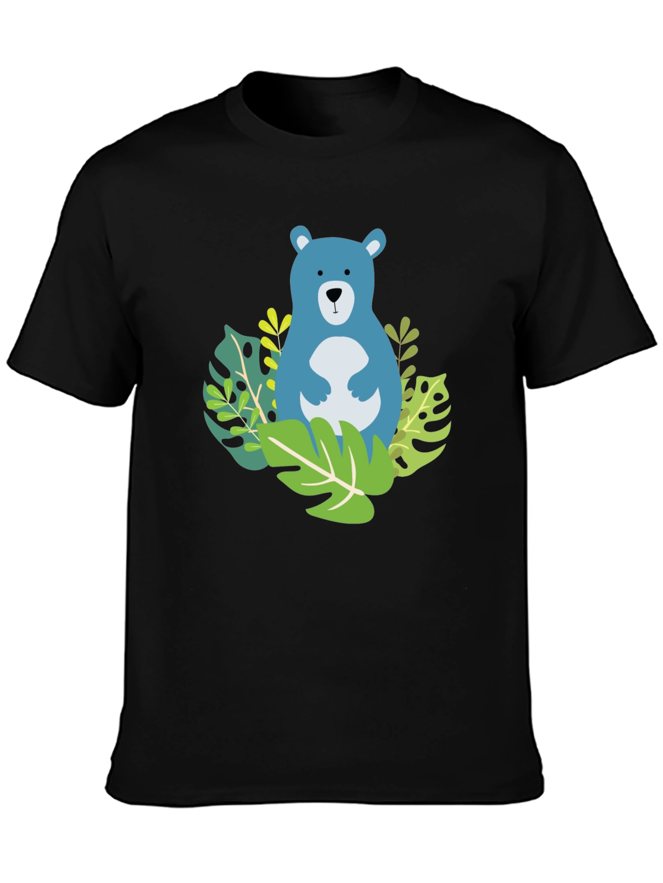 Bear in Jungle Graphic T-Shirt - Black