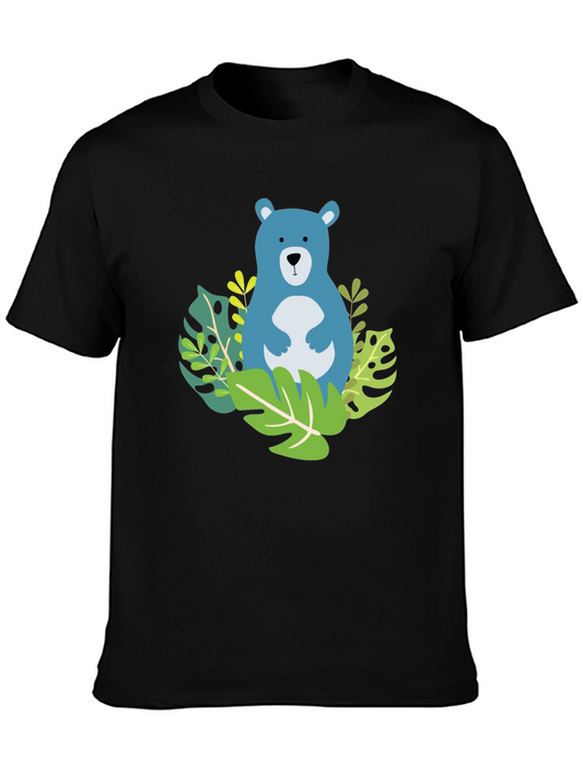 Bear in Jungle Graphic T-Shirt - Black