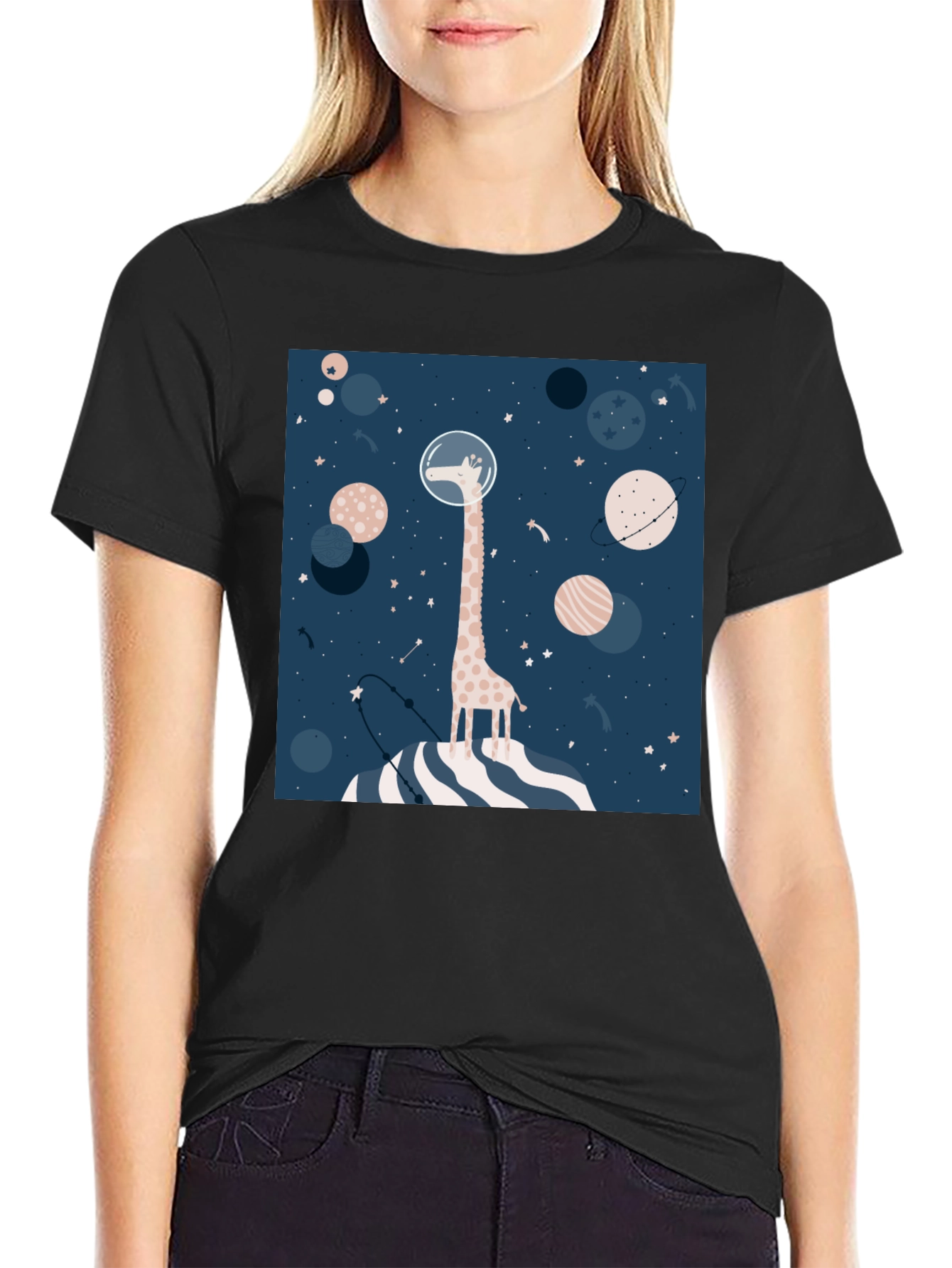 Giraffe Astronaut Graphic Tee - Space Lover T-Shirt