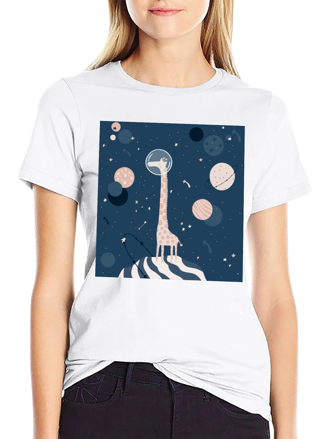 Giraffe Astronaut Graphic Tee - Space Lover T-Shirt