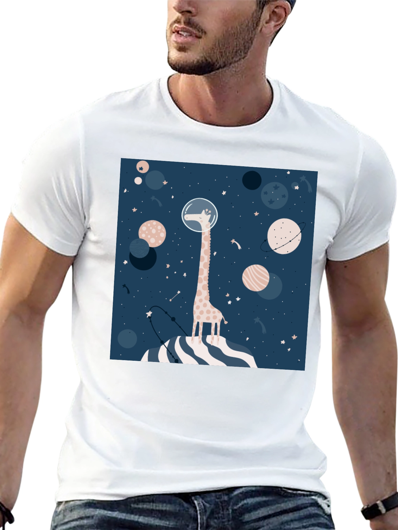 Giraffe Astronaut Graphic Tee - Space Lover T-Shirt