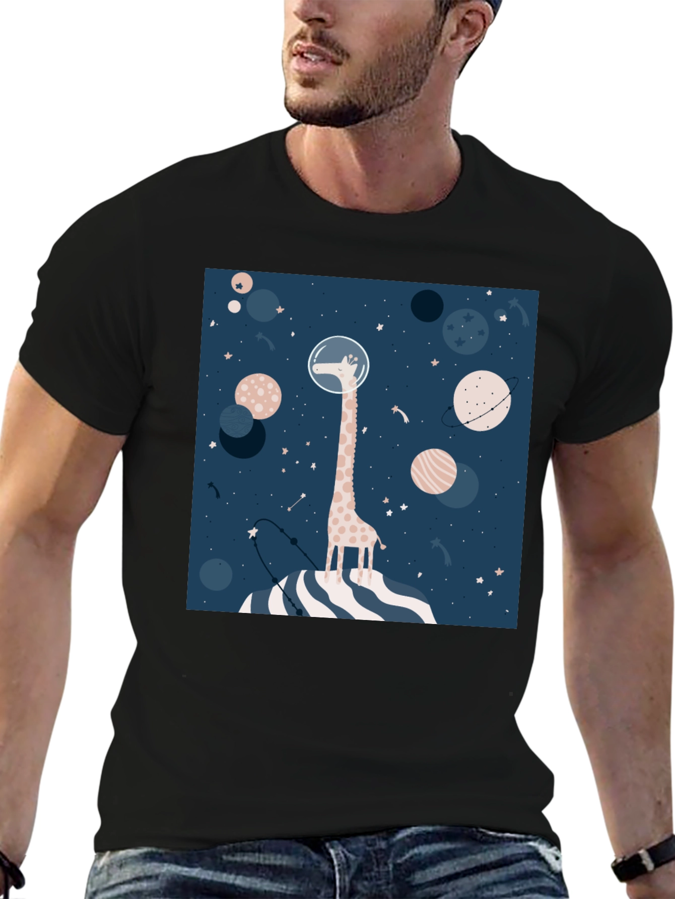 Giraffe Astronaut Graphic Tee - Space Lover T-Shirt