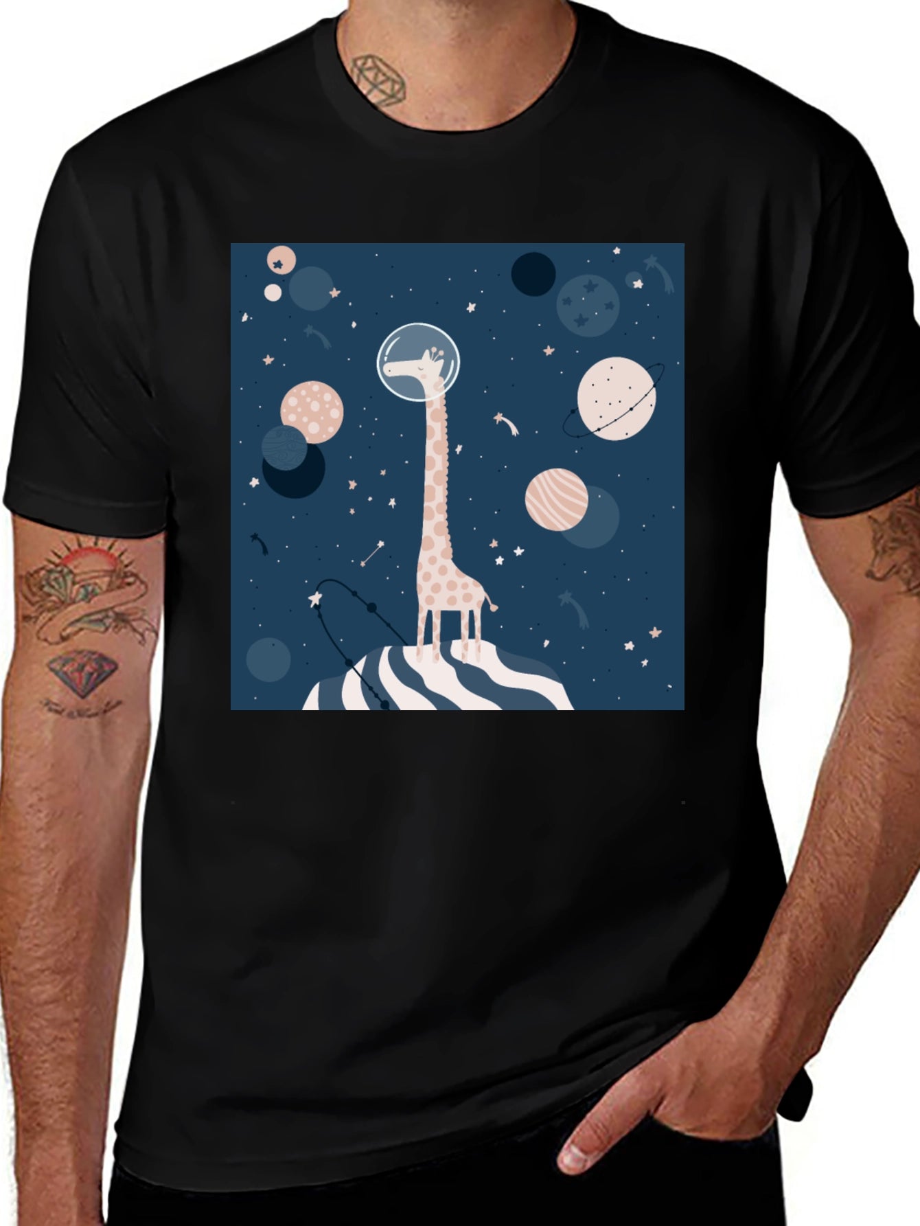 Giraffe Astronaut Graphic Tee - Space Lover T-Shirt