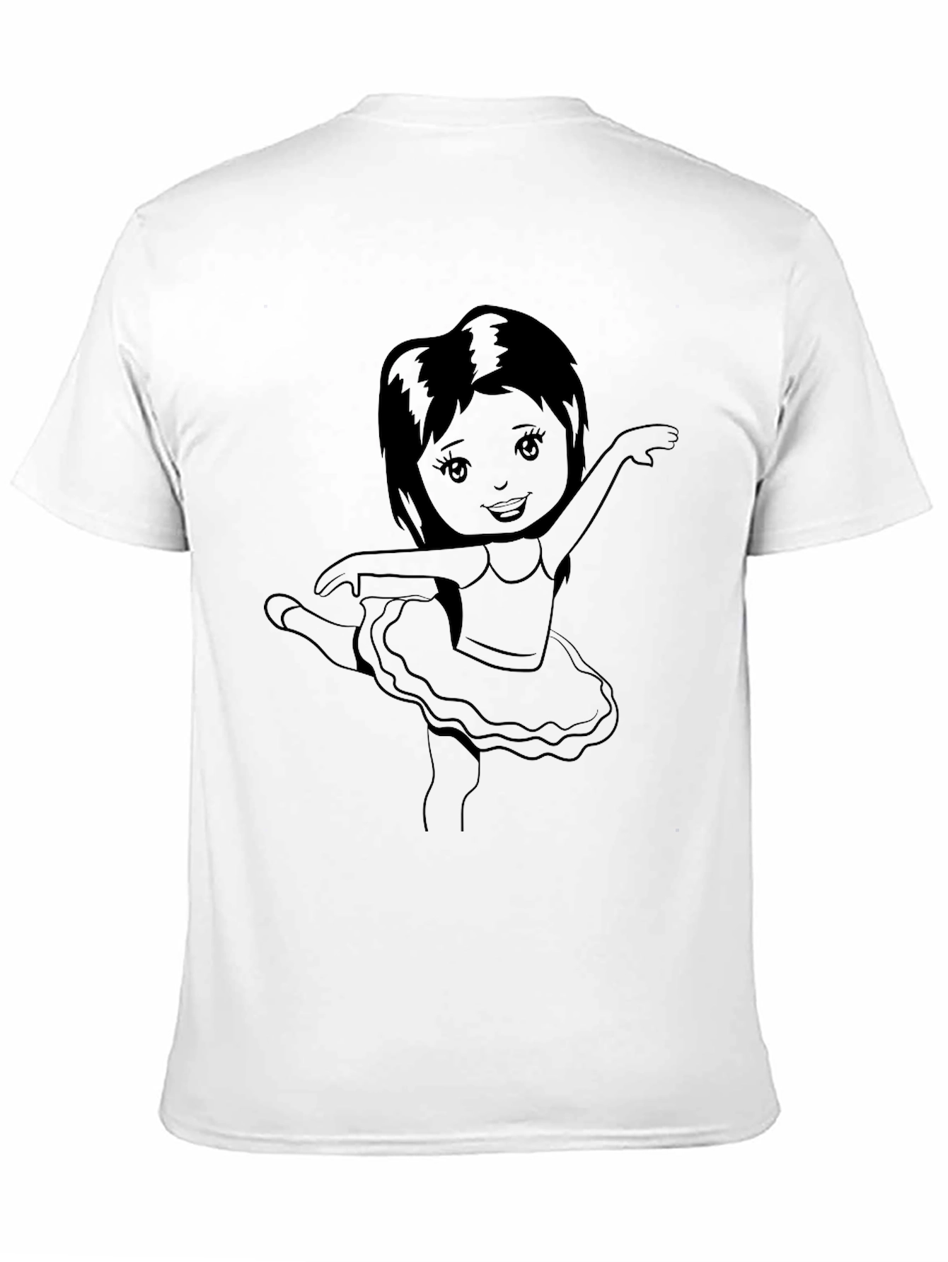 Ballerina Girl Graphic Tee - Black Cotton Casual