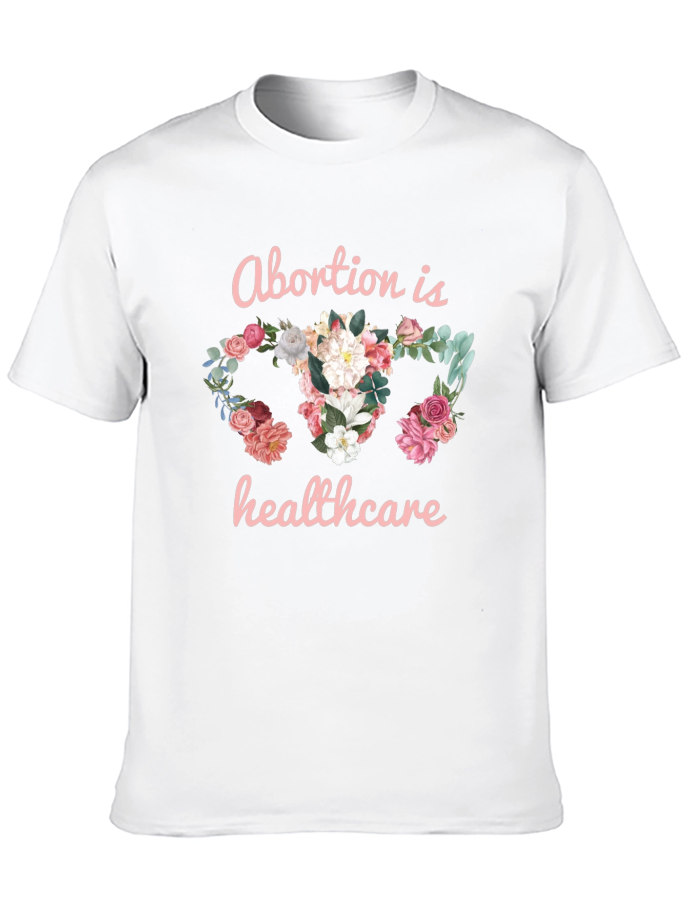 Floral Uterus Abortion is Healthcare Black T-Shirt