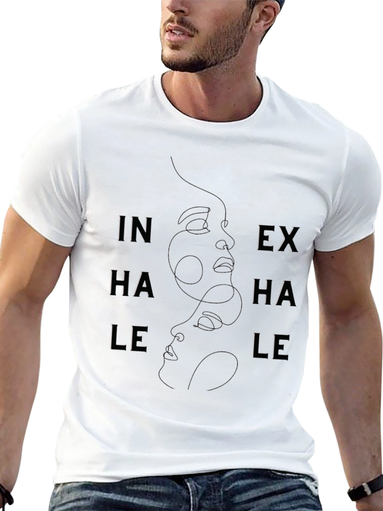 Inhale Exhale Black Graphic Tee - Breathwork Design