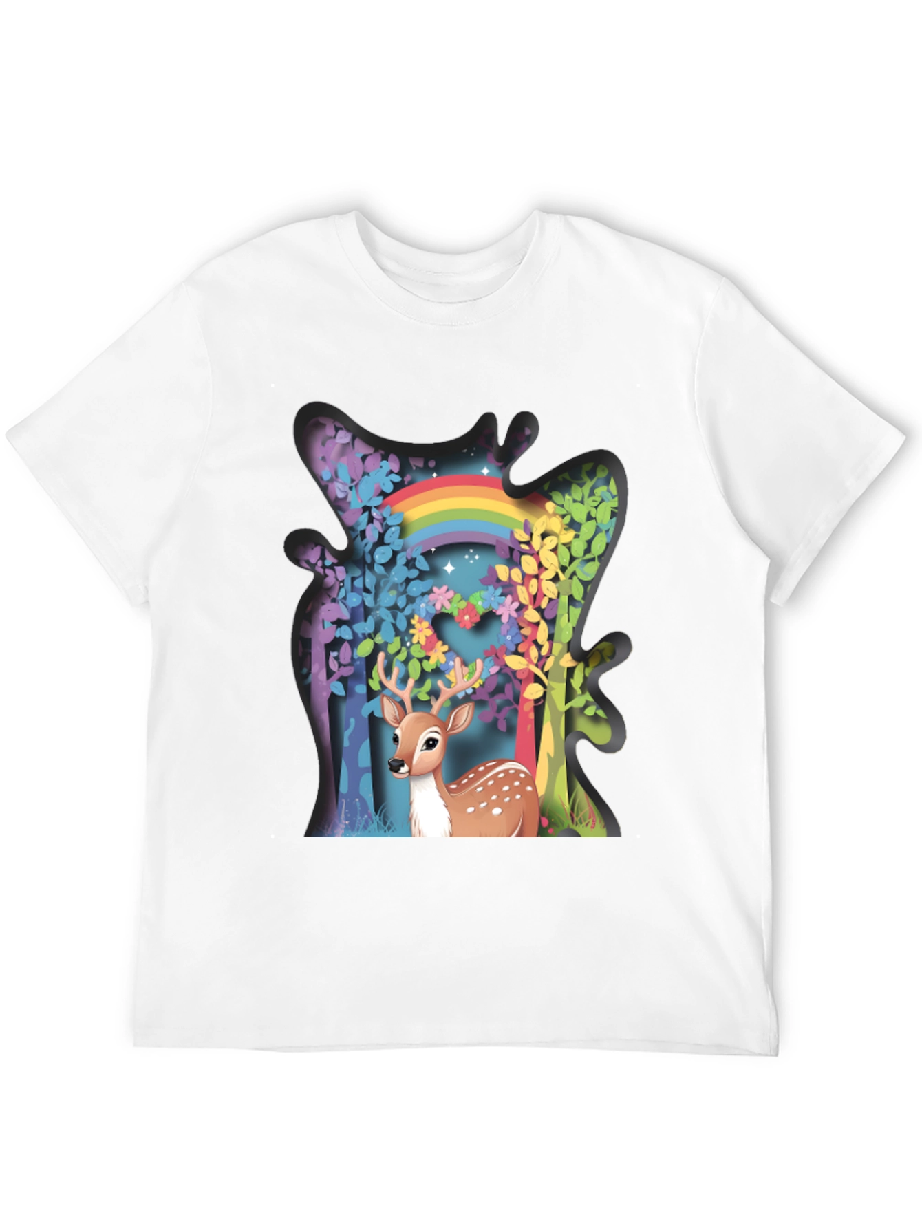 Deer Rainbow Forest Graphic Tee