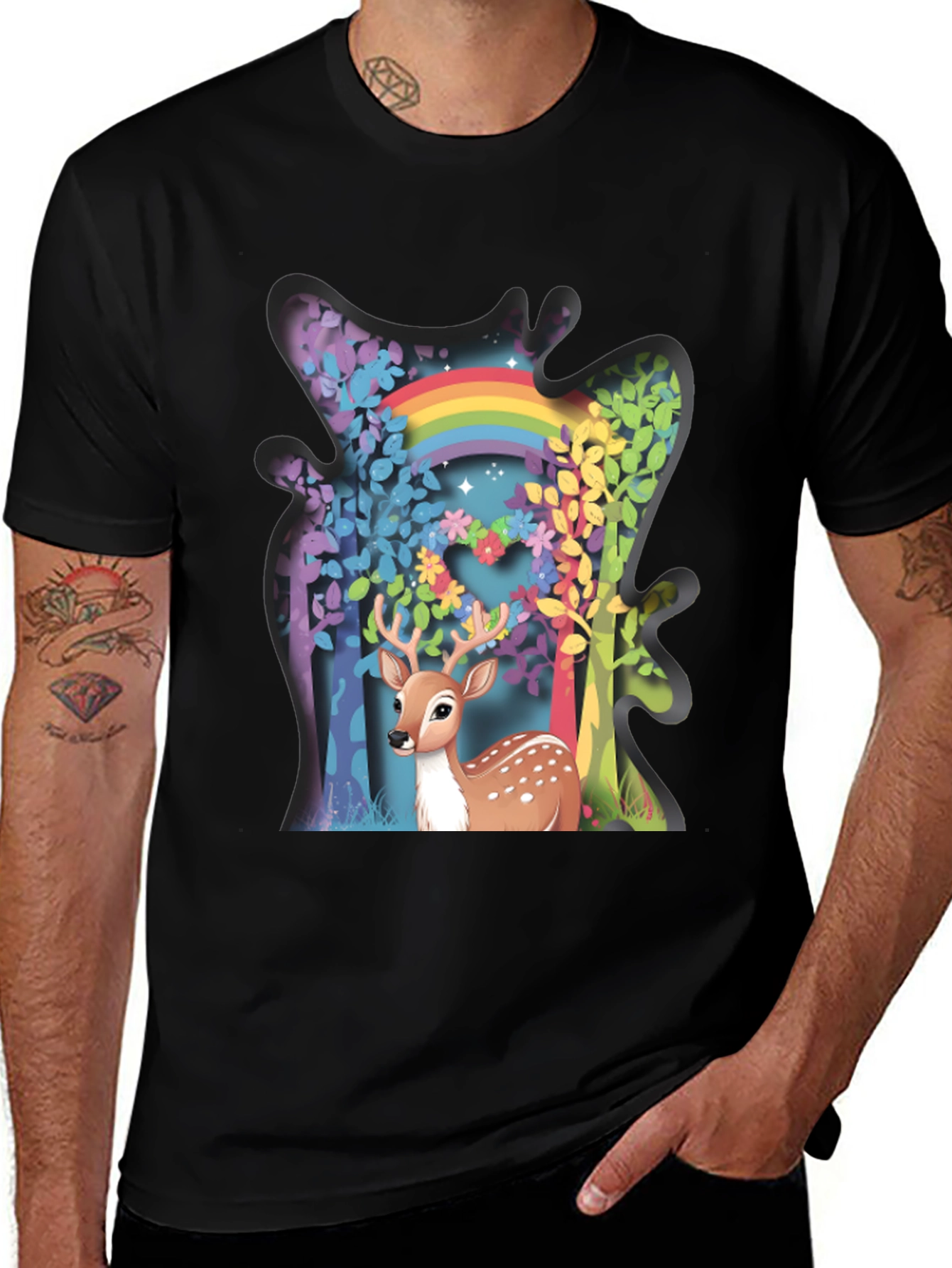Deer Rainbow Forest Graphic Tee