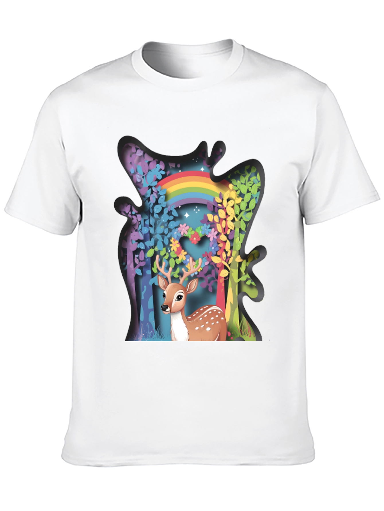Deer Rainbow Forest Graphic Tee