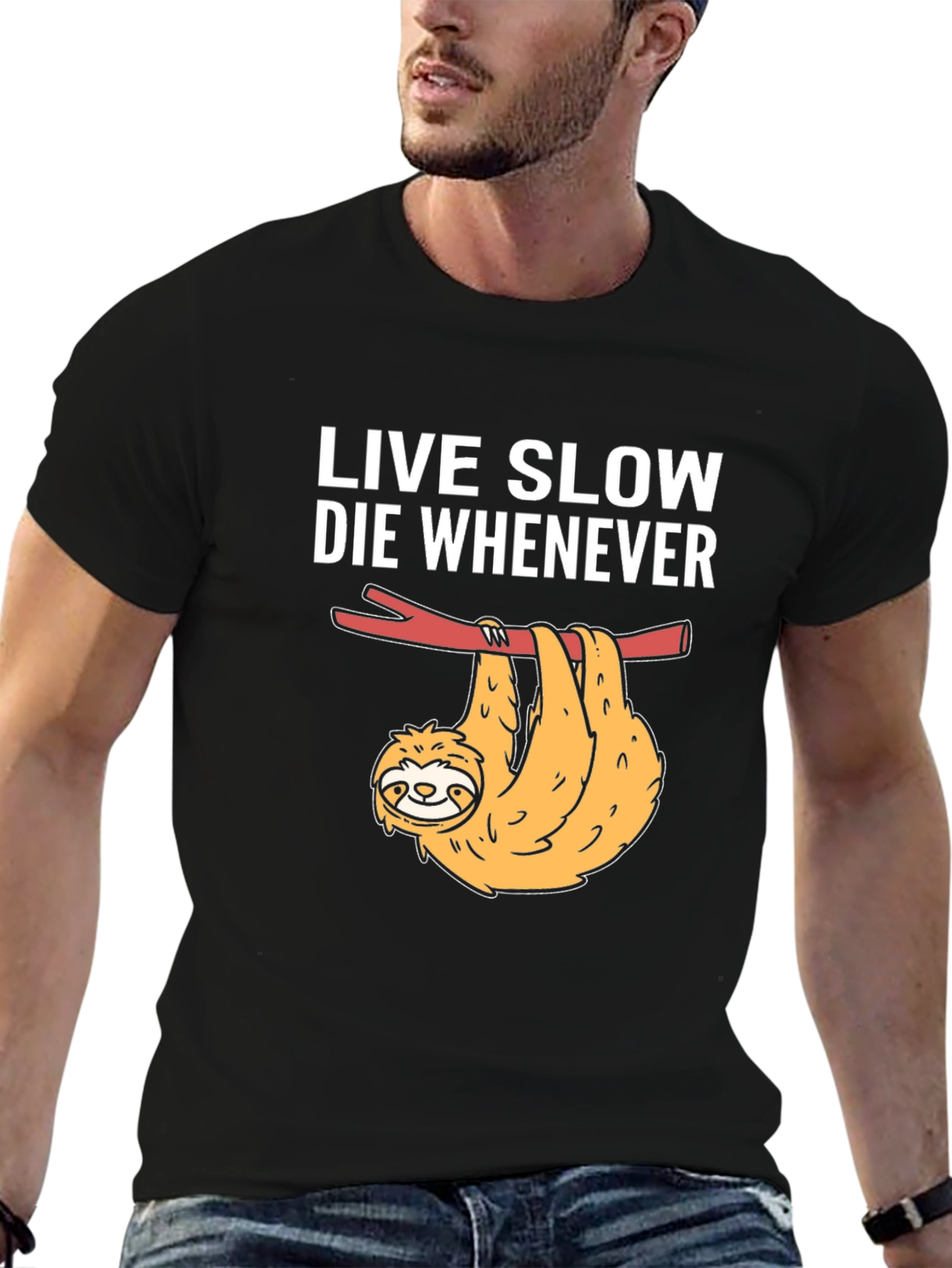 Live Slow Die Whenever Sloth Graphic Tee