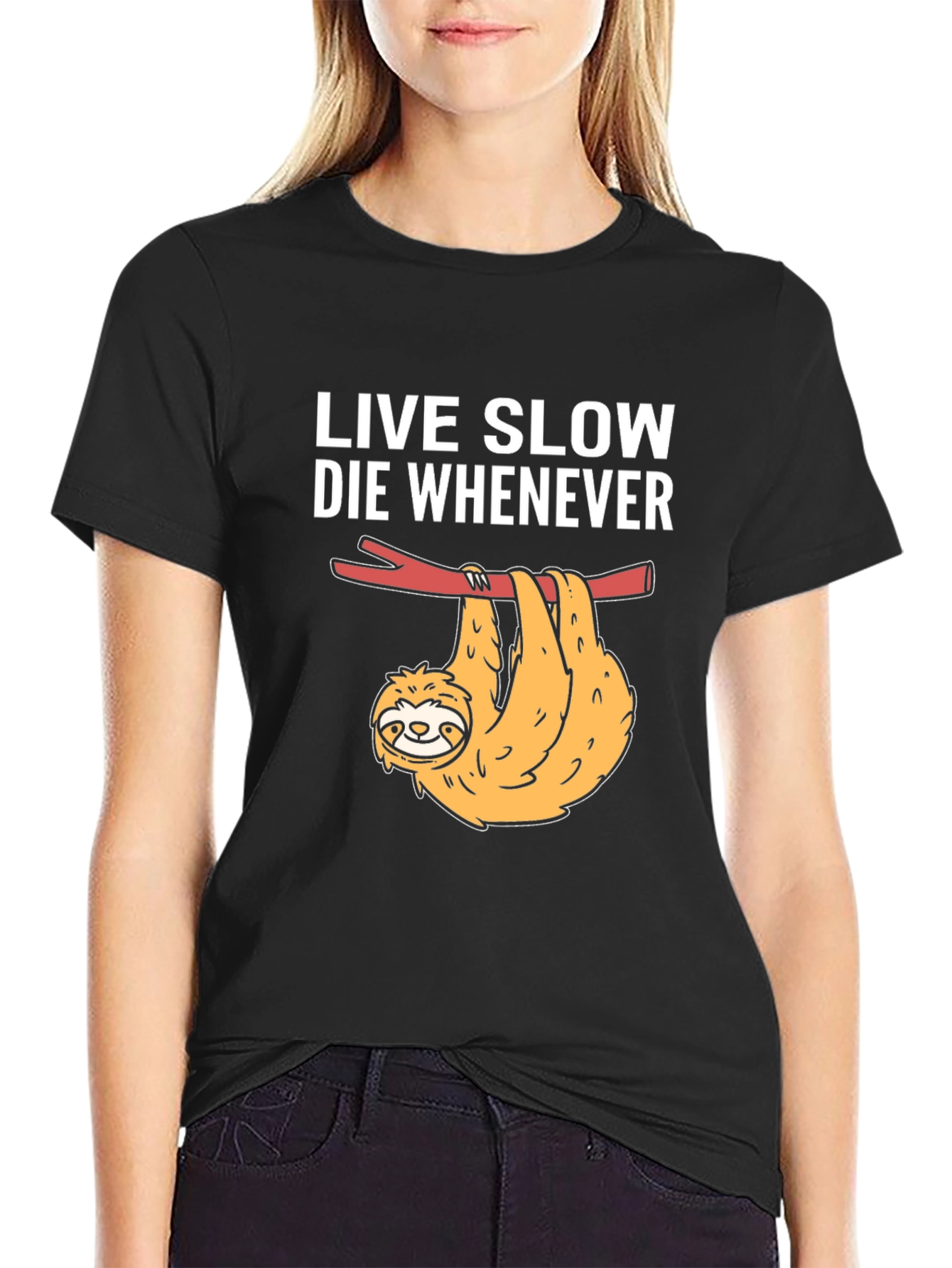 Live Slow Die Whenever Sloth Graphic Tee