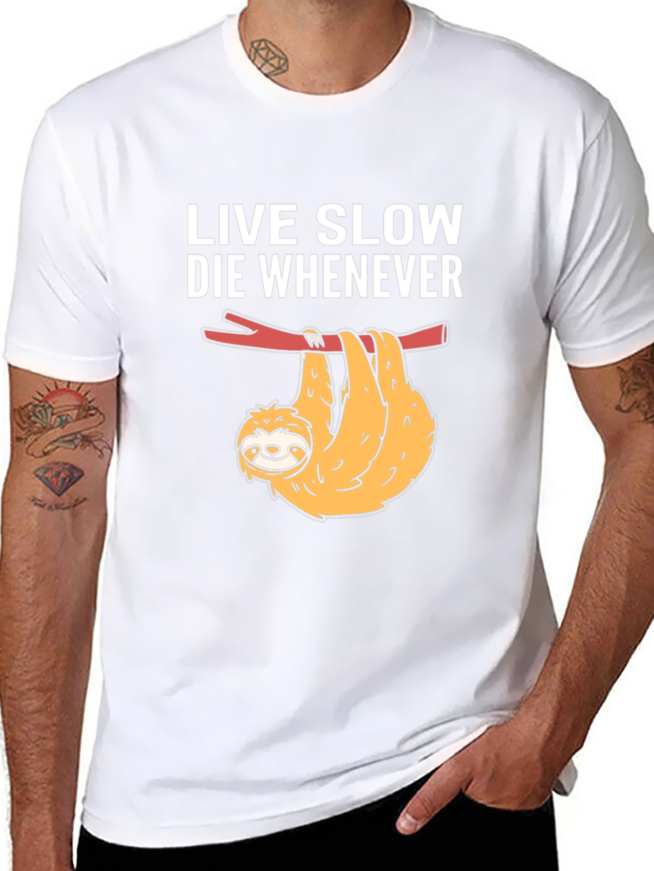 Live Slow Die Whenever Sloth Graphic Tee