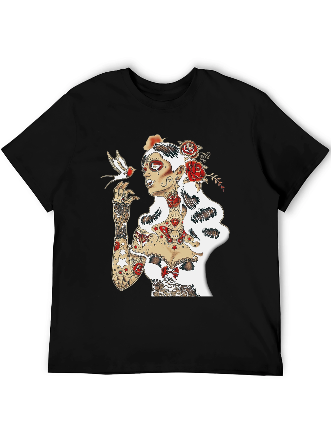 Tattooed Lady Graphic Tee - Black Unisex T-Shirt