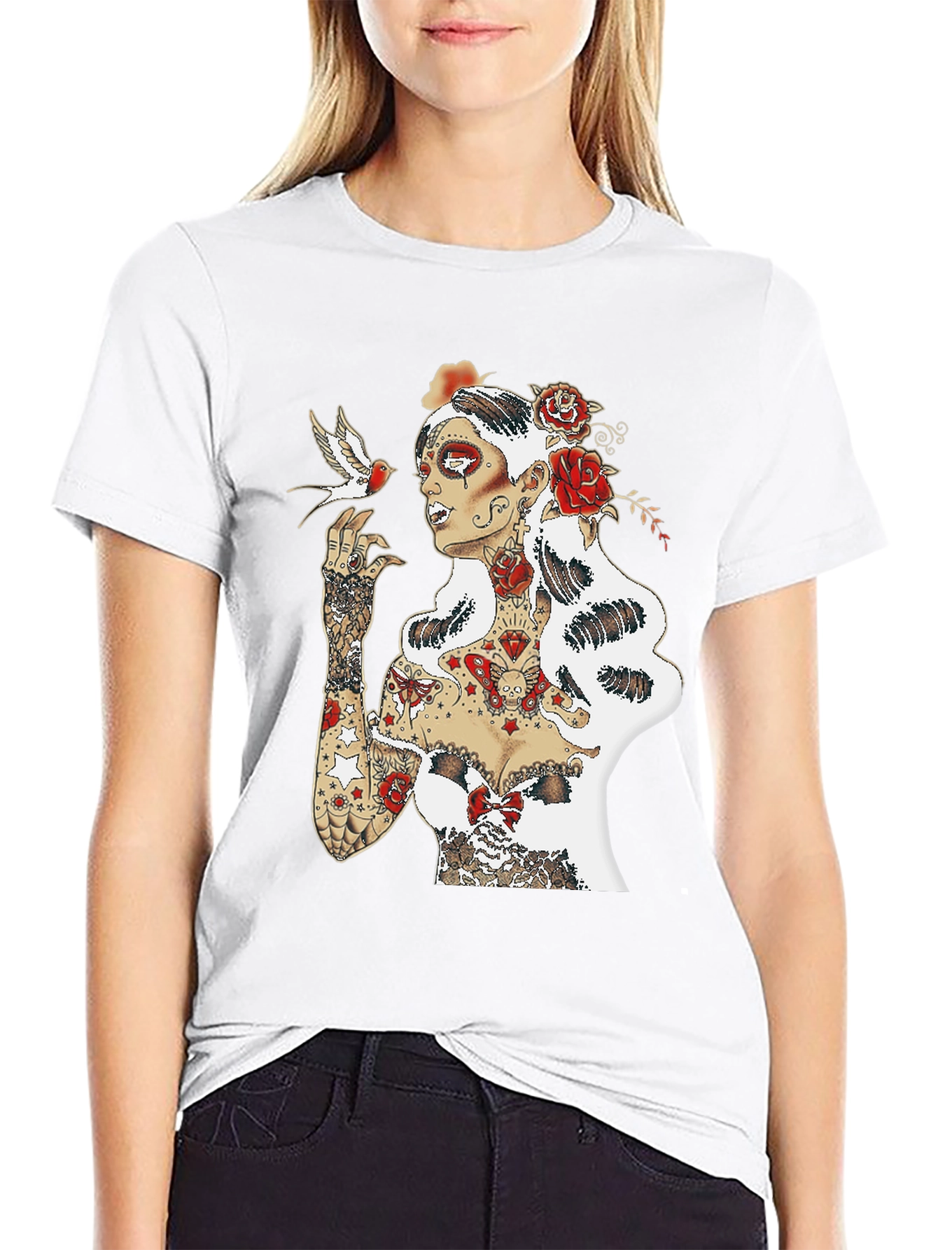 Tattooed Lady Graphic Tee - Black Unisex T-Shirt