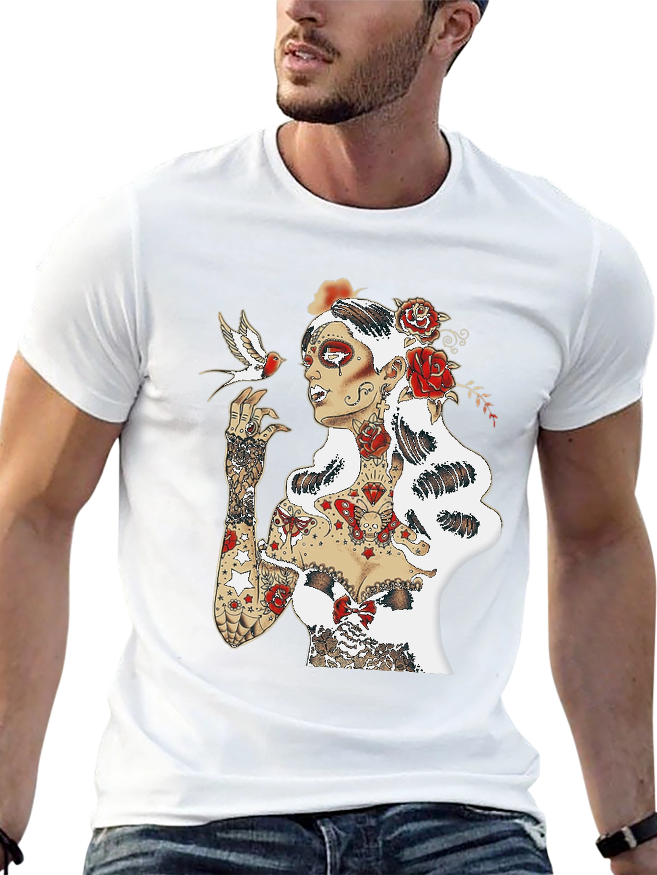 Tattooed Lady Graphic Tee - Black Unisex T-Shirt