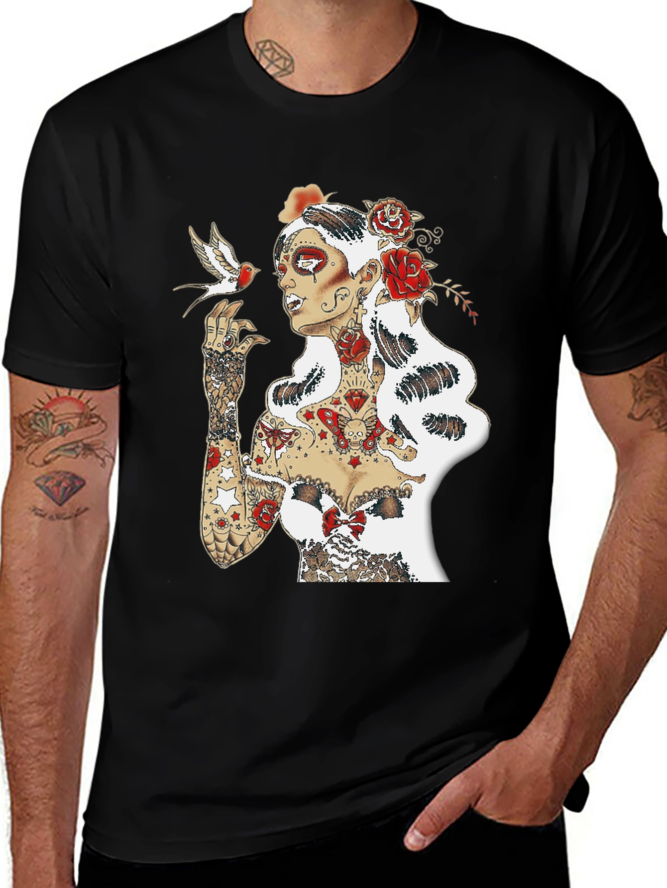 Tattooed Lady Graphic Tee - Black Unisex T-Shirt