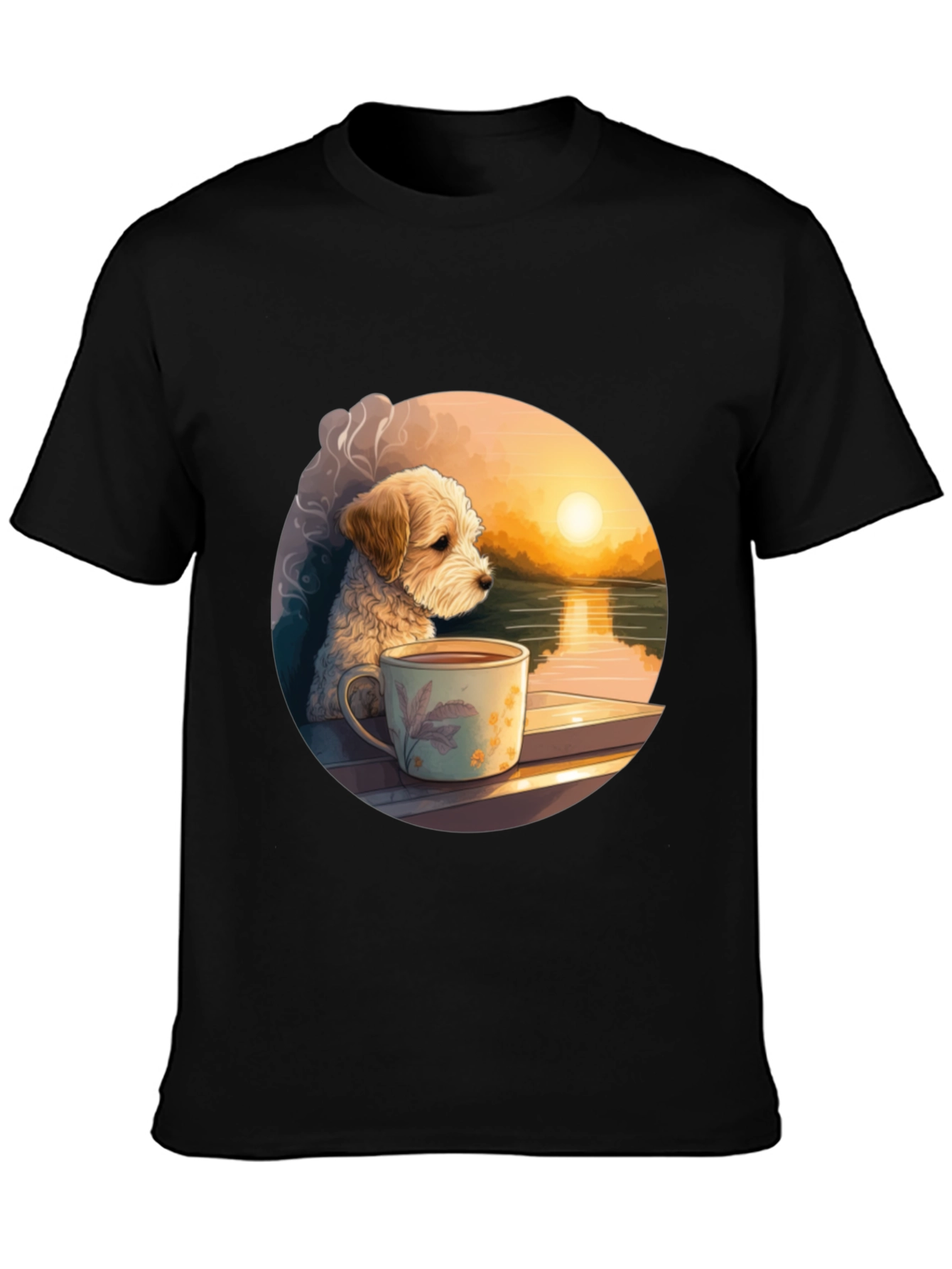 Dog & Coffee Sunset Graphic Tee