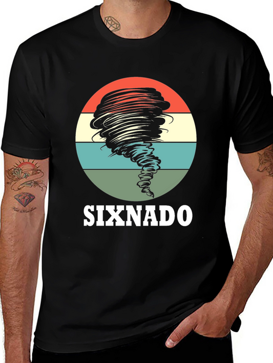 SIXNADO Tornado Graphic Tee - Retro Style Black T-Shirt
