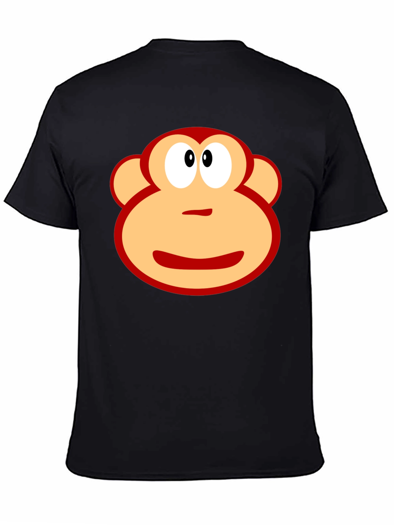 Fun Monkey Face Graphic Black T-Shirt
