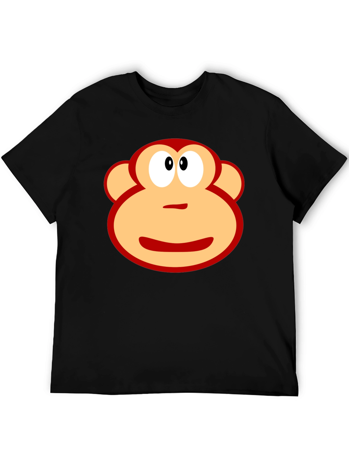 Fun Monkey Face Graphic Black T-Shirt