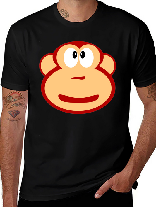 Fun Monkey Face Graphic Black T-Shirt
