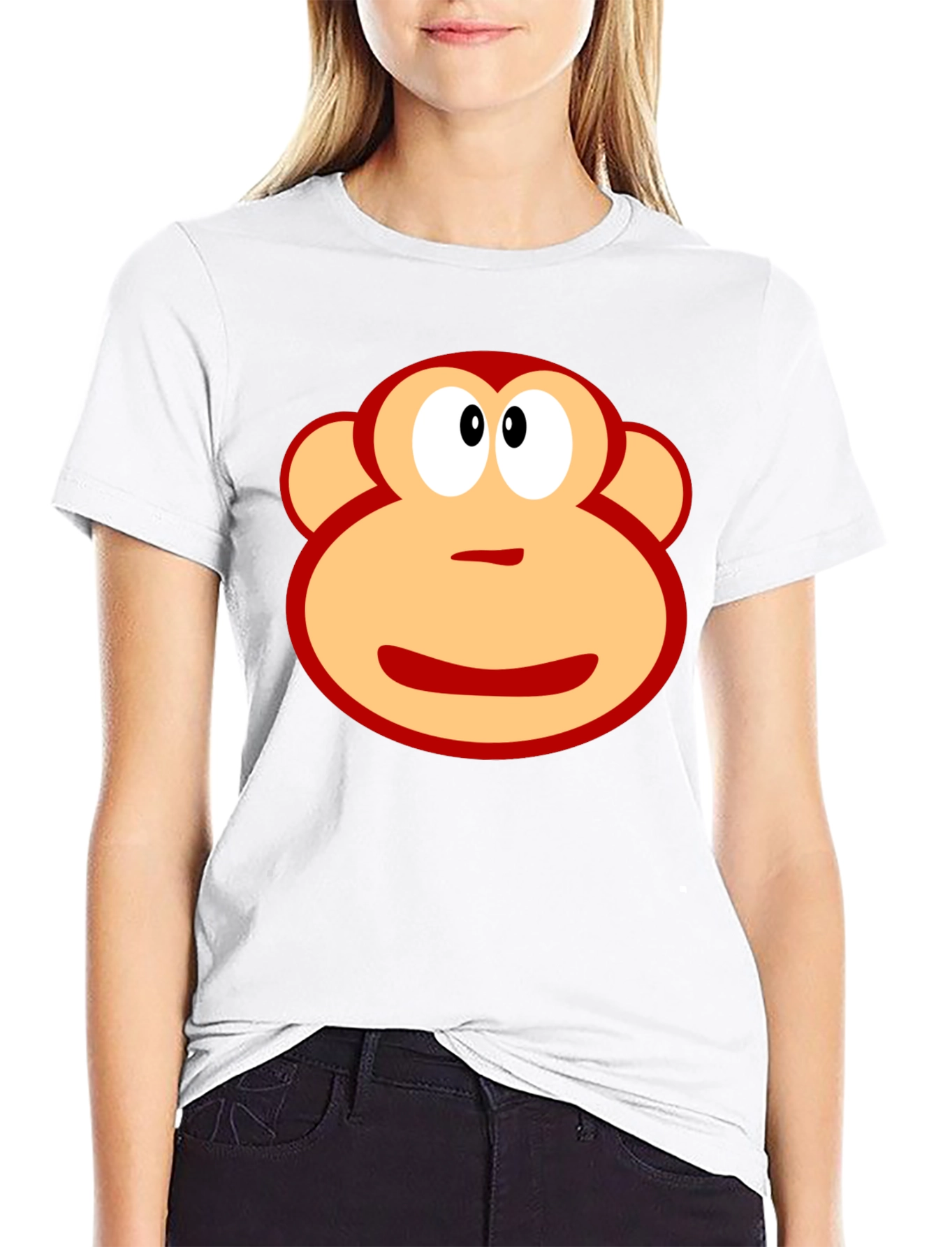 Fun Monkey Face Graphic Black T-Shirt