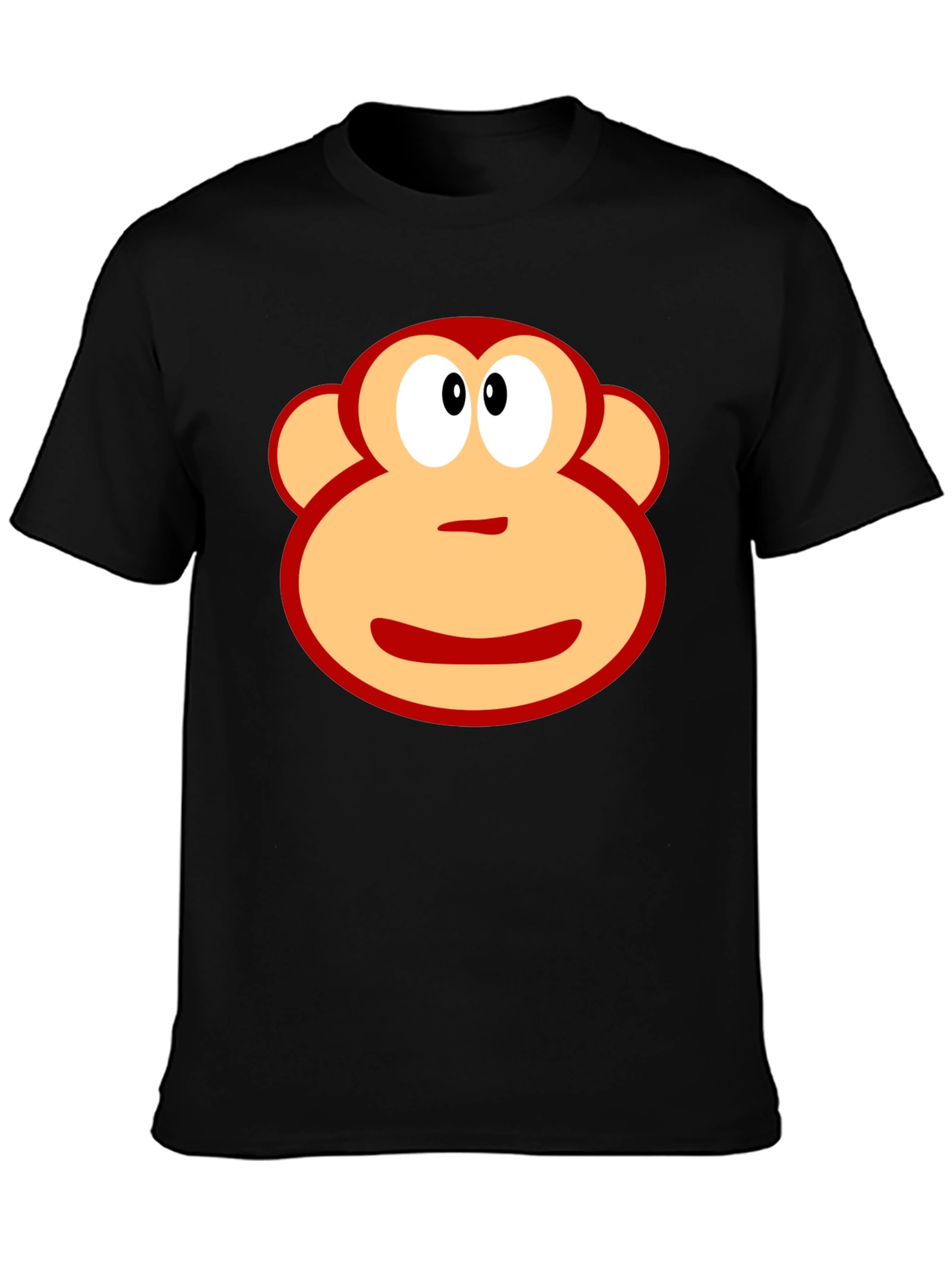 Fun Monkey Face Graphic Black T-Shirt
