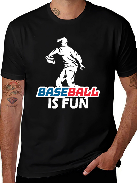 Baseball Is Fun Black Graphic T-Shirt