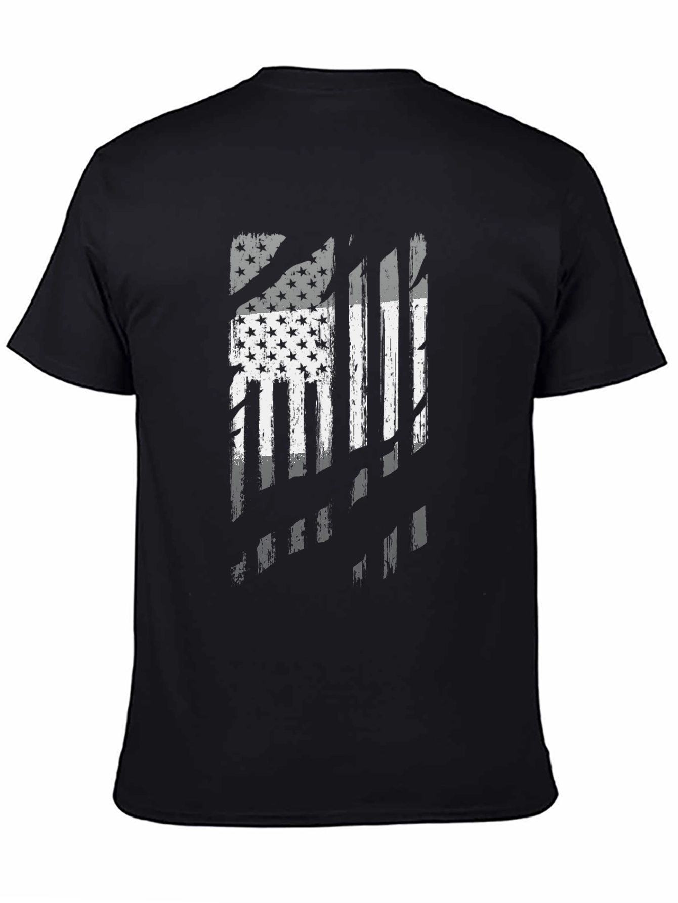 Distressed American Flag Graphic Black T-Shirt