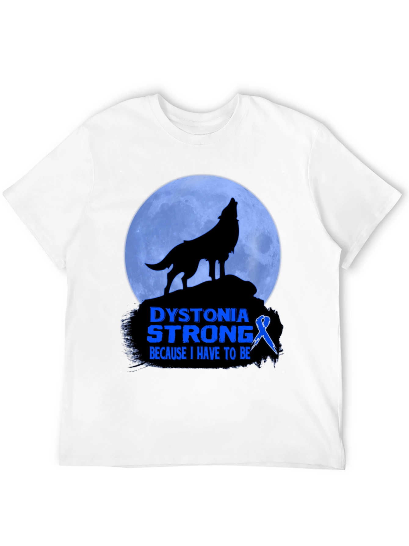 Dystonia Strong Wolf Howling Moon Graphic T-Shirt