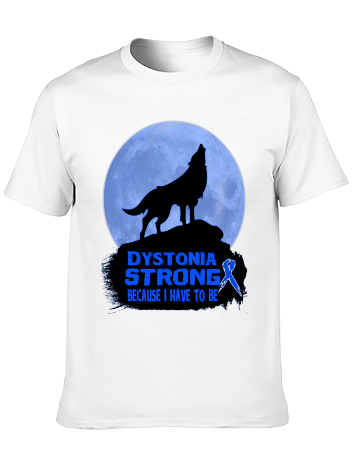 Dystonia Strong Wolf Howling Moon Graphic T-Shirt