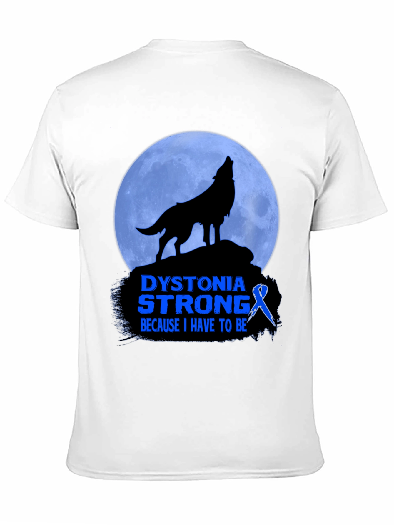 Dystonia Strong Wolf Howling Moon Graphic T-Shirt