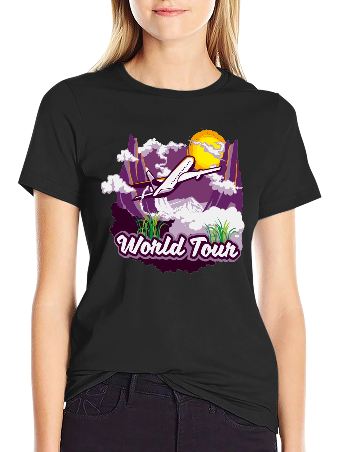 World Tour Graphic T-Shirt - Airplane Design