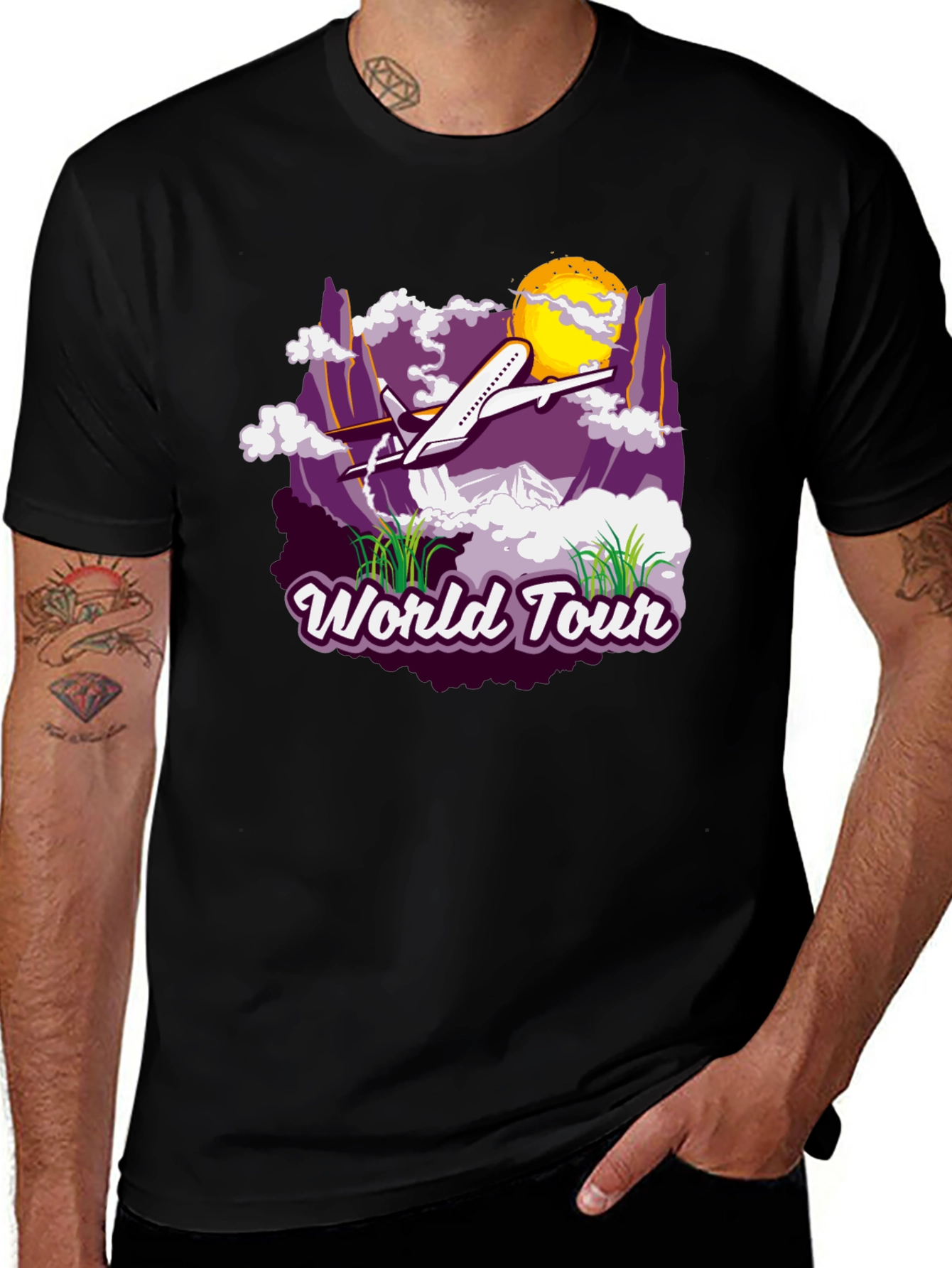World Tour Graphic T-Shirt - Airplane Design