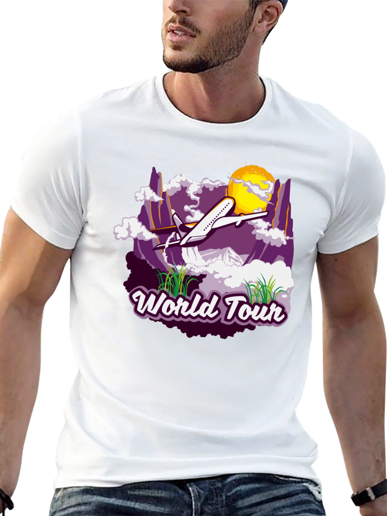 World Tour Graphic T-Shirt - Airplane Design