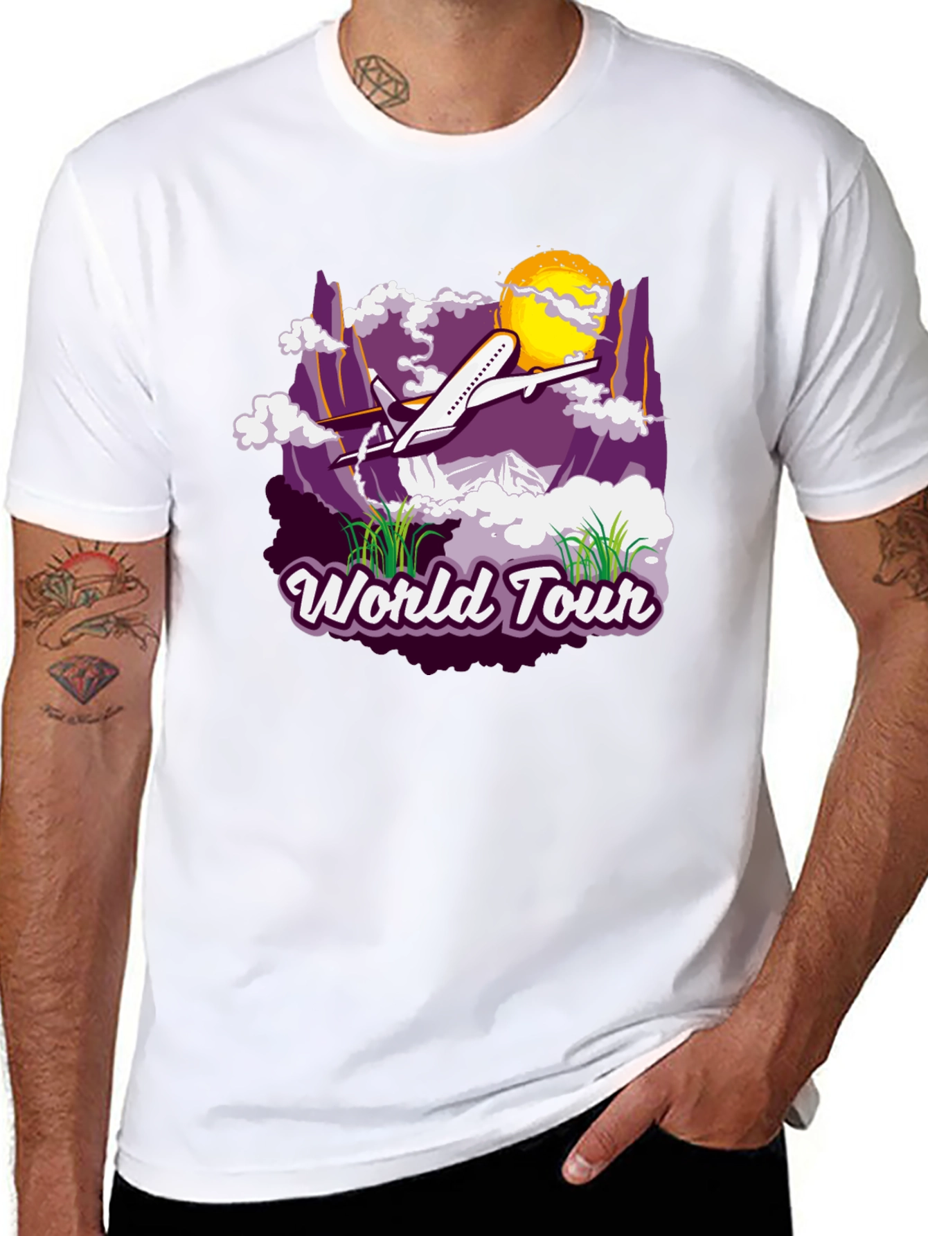 World Tour Graphic T-Shirt - Airplane Design
