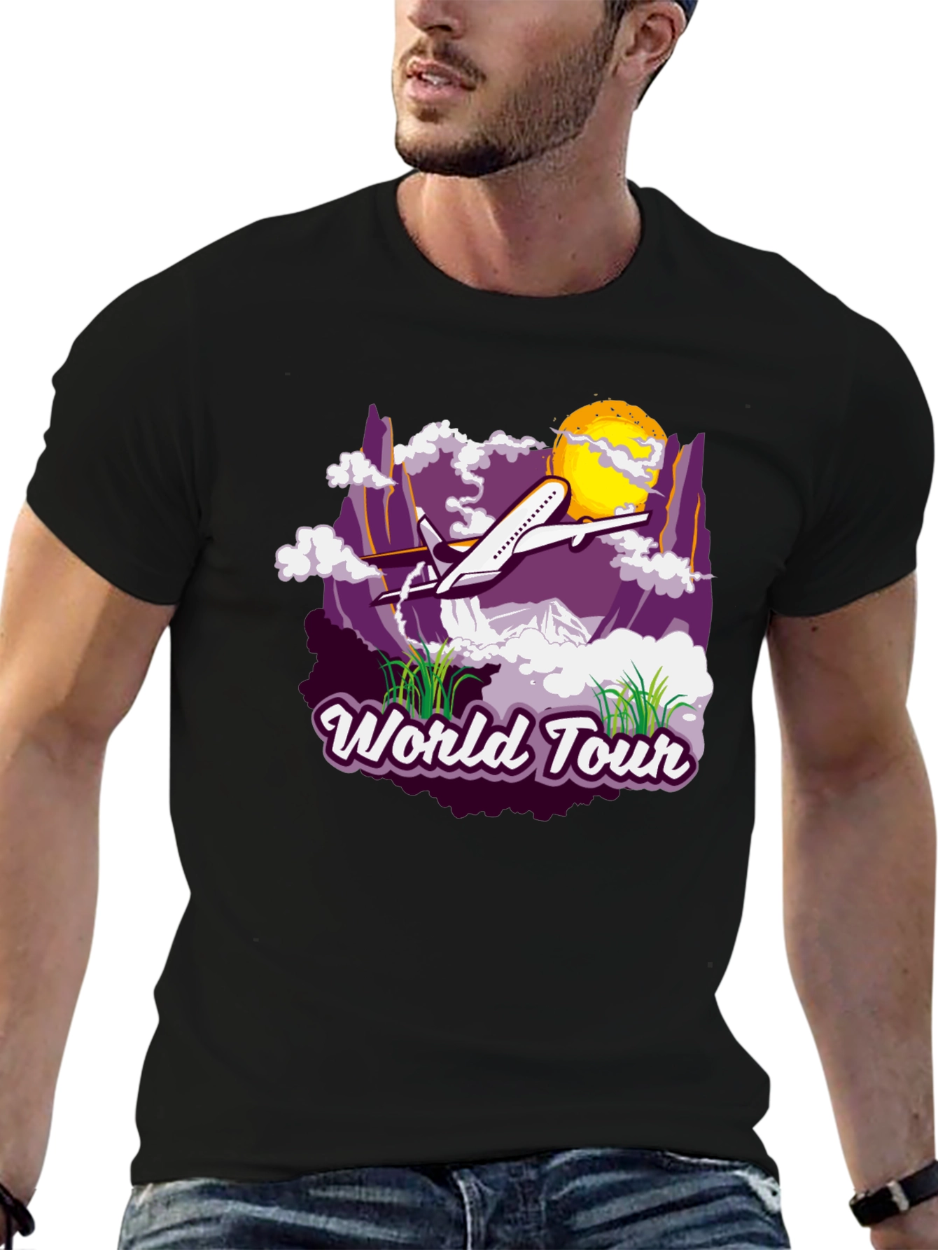 World Tour Graphic T-Shirt - Airplane Design