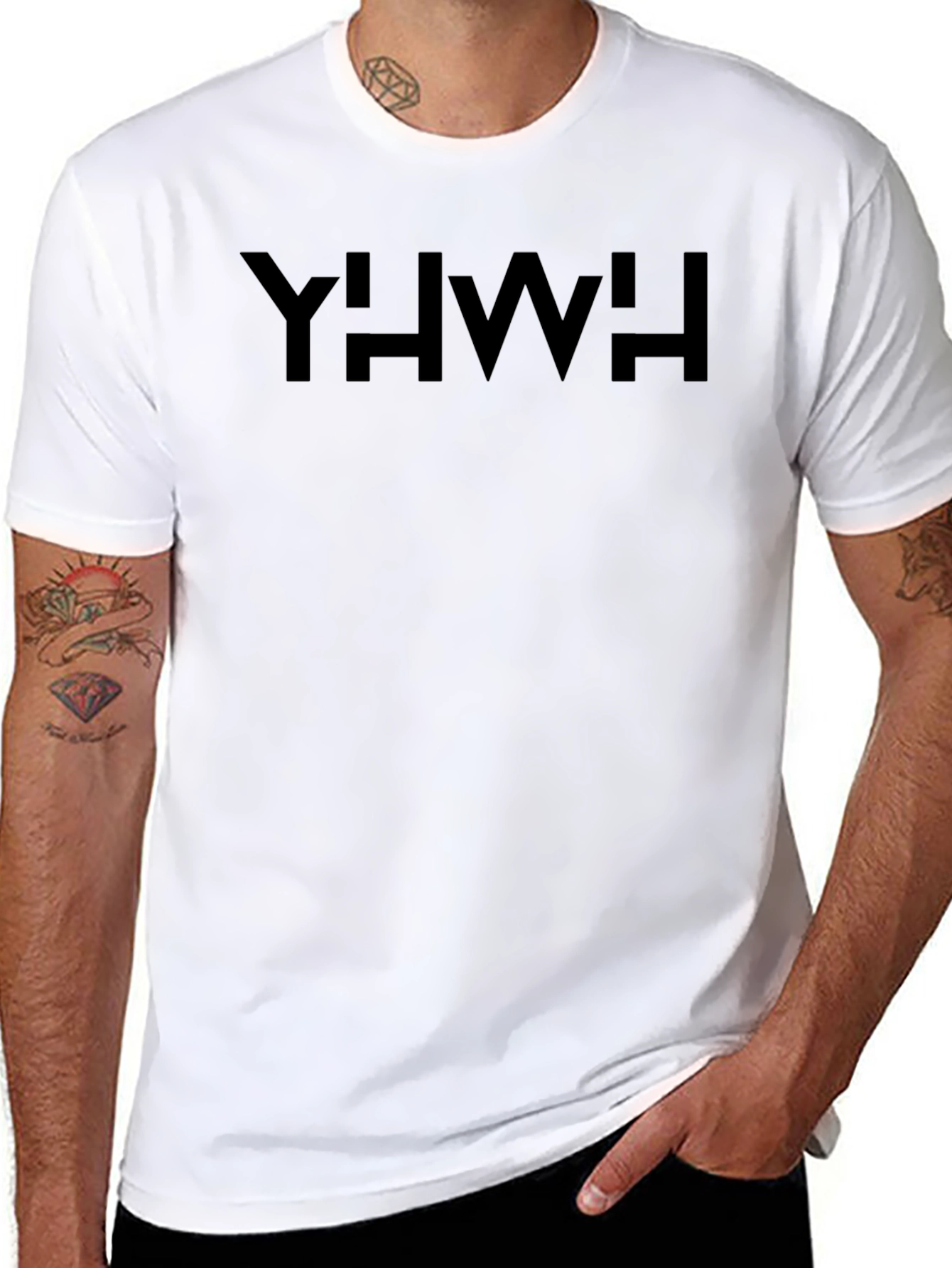 YHWH T-Shirt Black Cotton Casual Graphic Tee