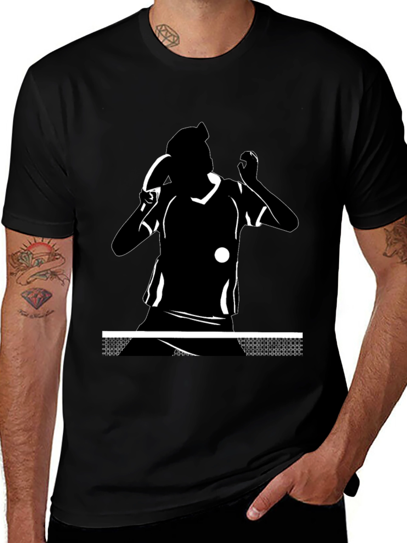 Table Tennis Player Black T-Shirt