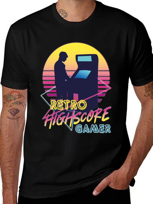 Retro High Score Gamer T-Shirt - Black