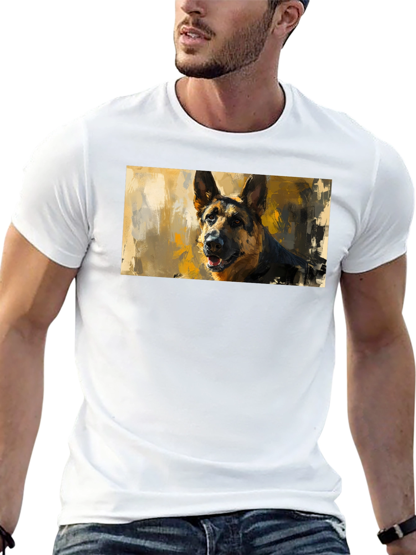 German Shepherd Art T-Shirt - Black