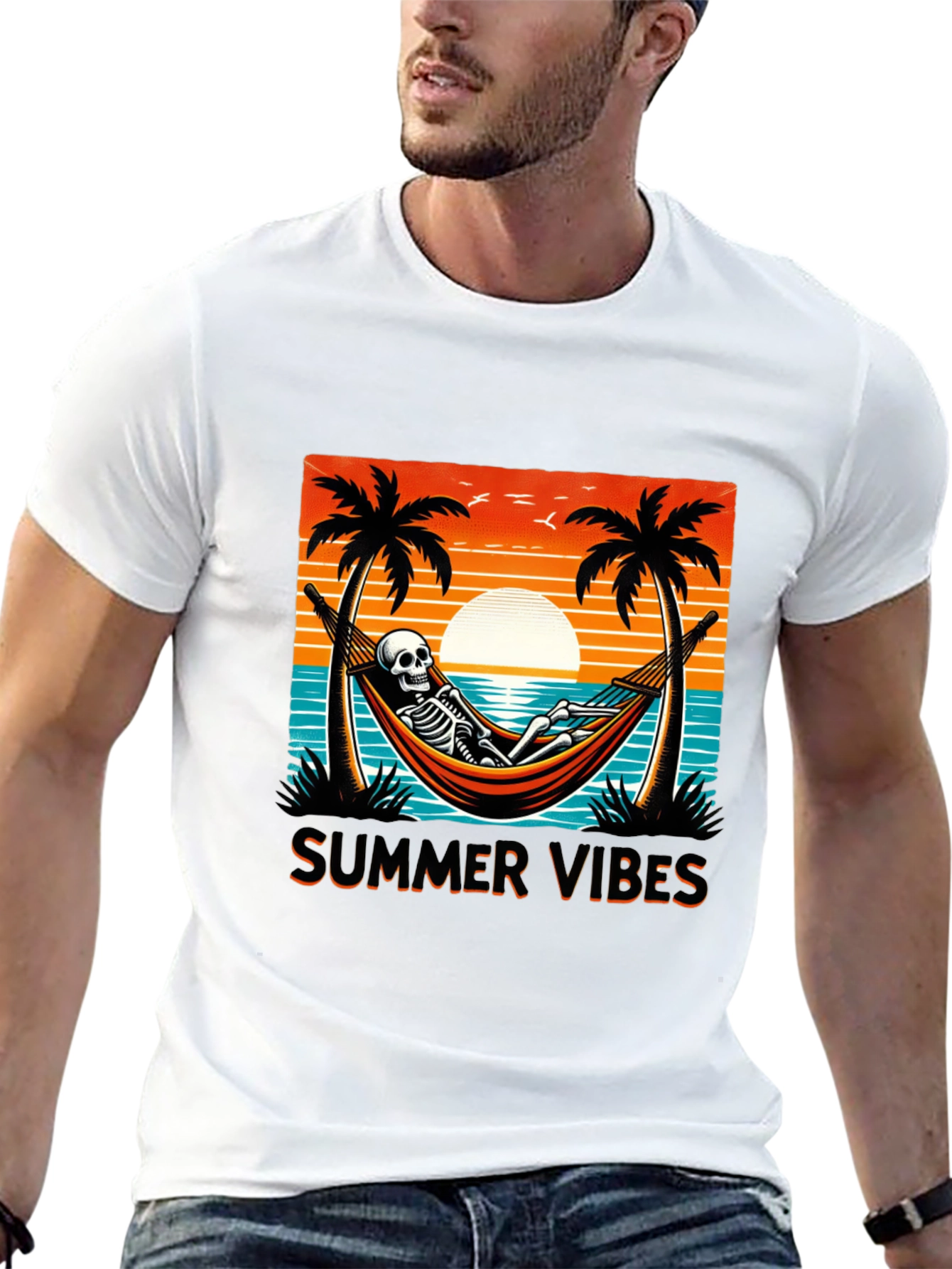 Summer Vibes Skeleton Graphic Tee