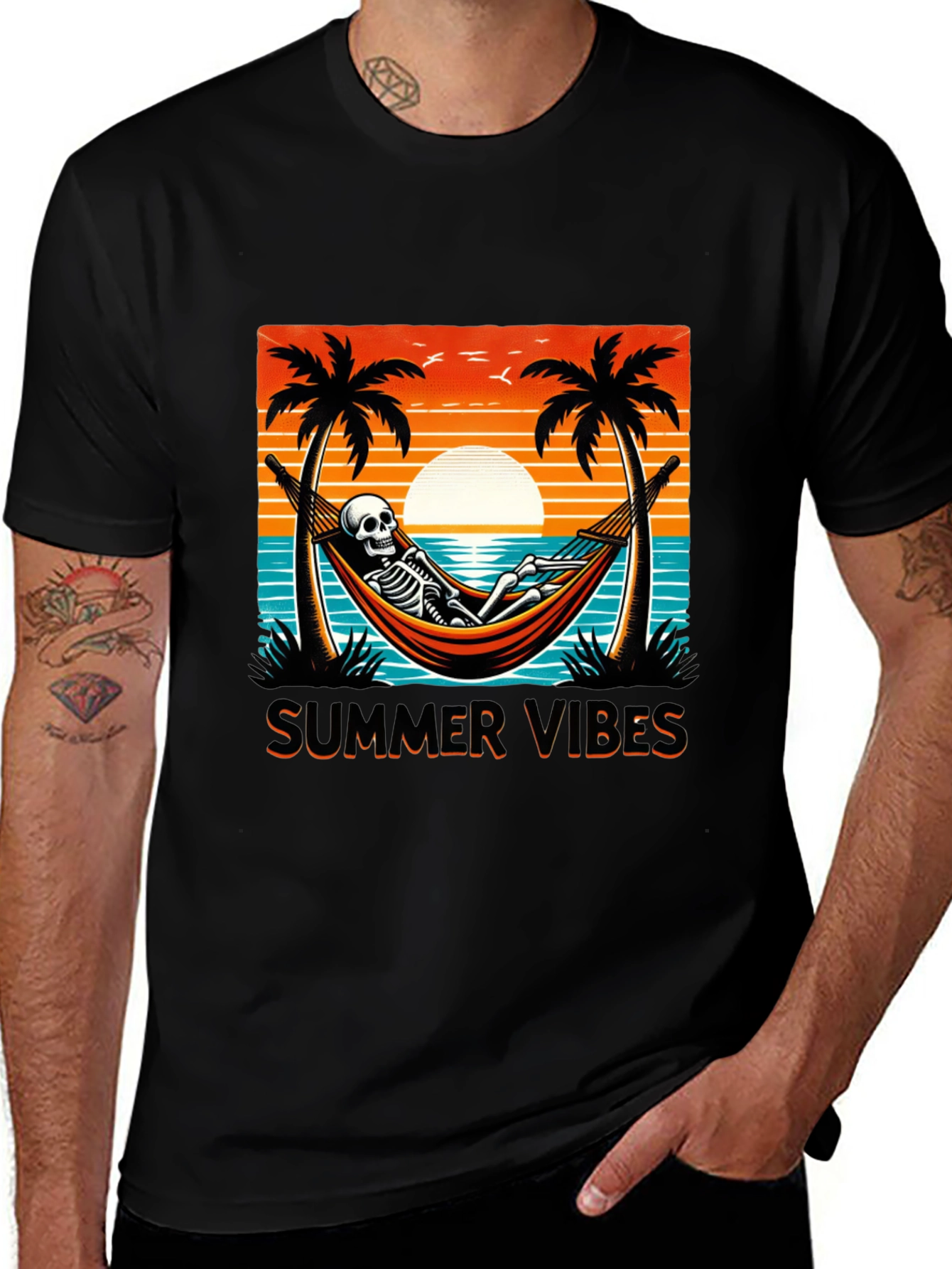 Summer Vibes Skeleton Graphic Tee