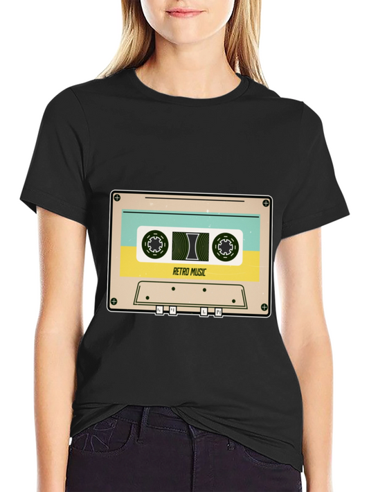 Retro Music Cassette Graphic Tee - Vintage Style